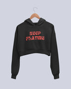 Keep Flying | Women’s Crop Hoodie | Black - Avaiya Store