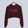 Lucky | Women’s Crop Hoodie | Maroon - Avaiya Store