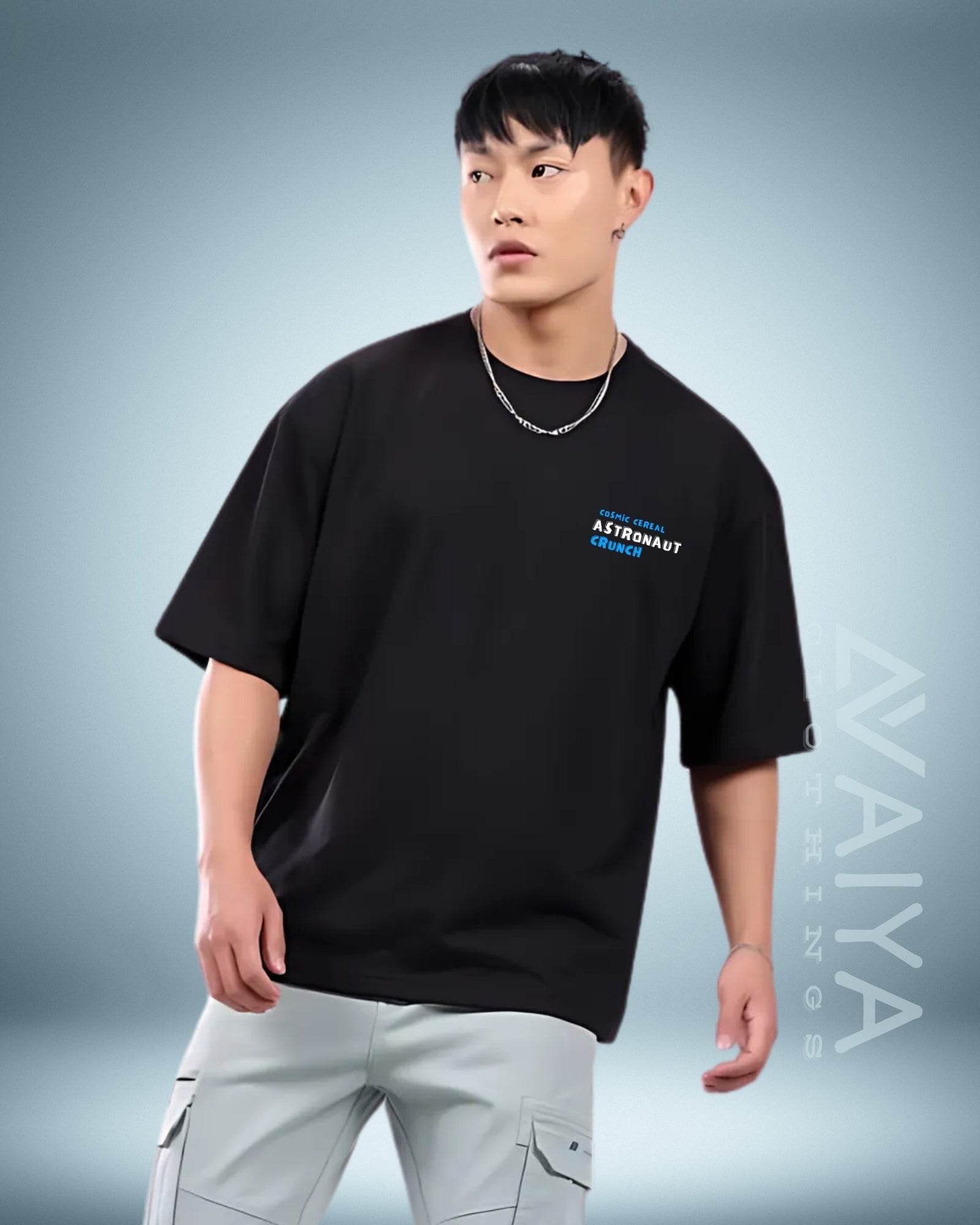 Astronaut Crunch Oversized T-Shirt | Black | Premium Quality by AvaiYa | Unisex - Avaiya Clothings