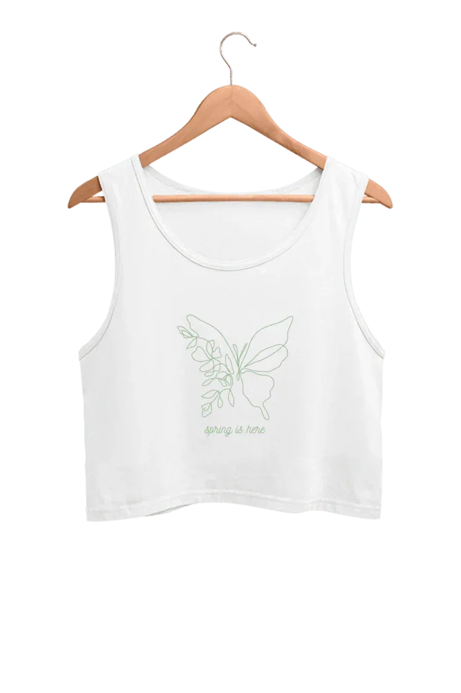 Spring is Here | Women’s Crop Tank | White - Avaiya Store