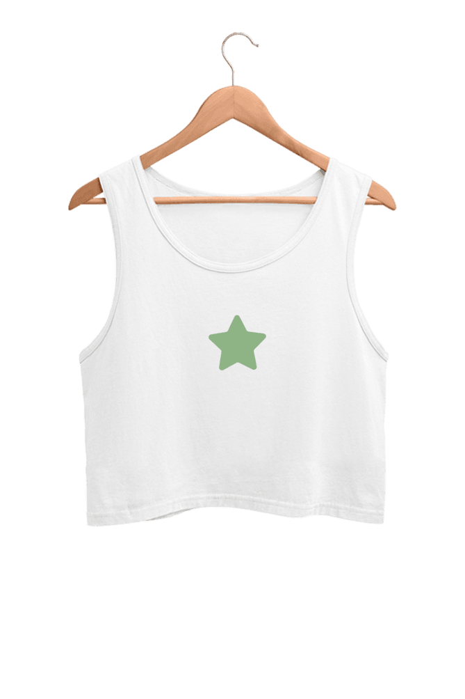 Star | Women’s Crop Tank | White - Avaiya Clothings