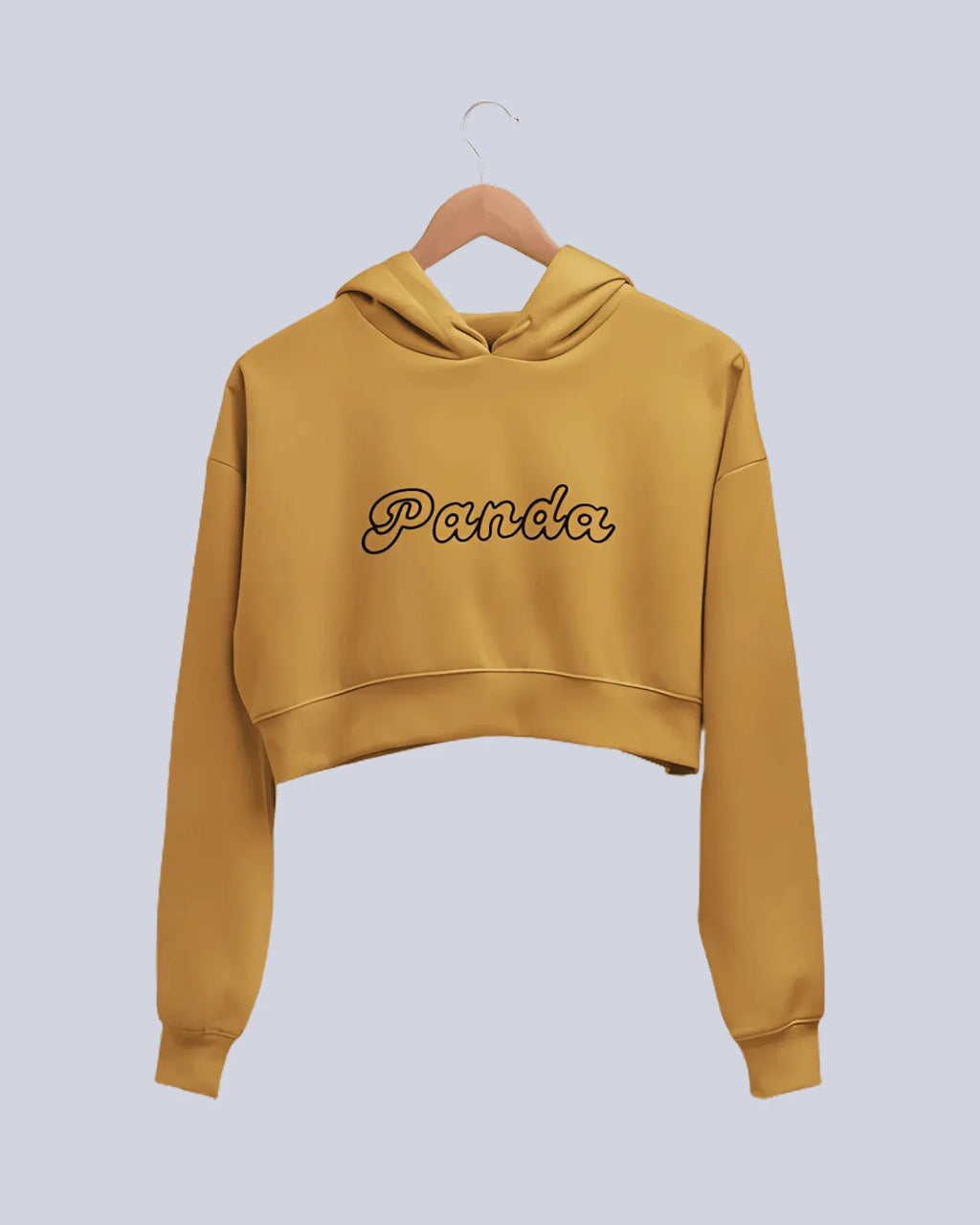 Panda | Women’s Crop Hoodie | Mustard Yellow - Avaiya Store