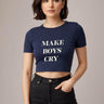 Make Boys Cry | Women Crop Top | Navi Blue - Avaiya Store