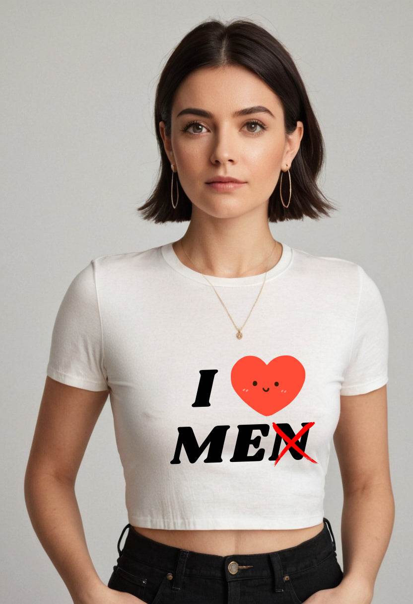 I Love Me | Women Crop Top | White - Avaiya Clothings