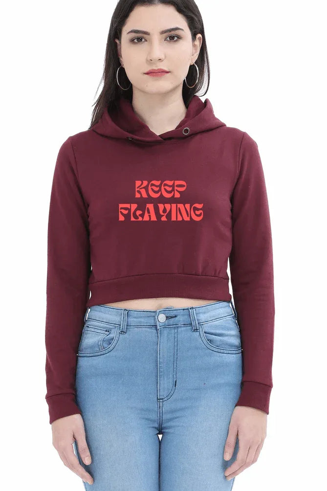 Keep Flying | Women’s Crop Hoodie | Maroon - Avaiya Store