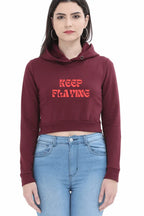 Keep Flying | Women’s Crop Hoodie | Maroon - Avaiya Store