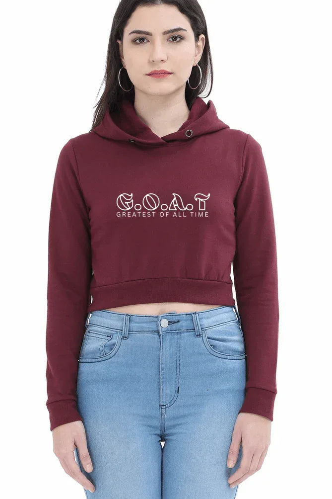 G.O.A.T. | Women’s Crop Hoodie | Maroon - Avaiya Store