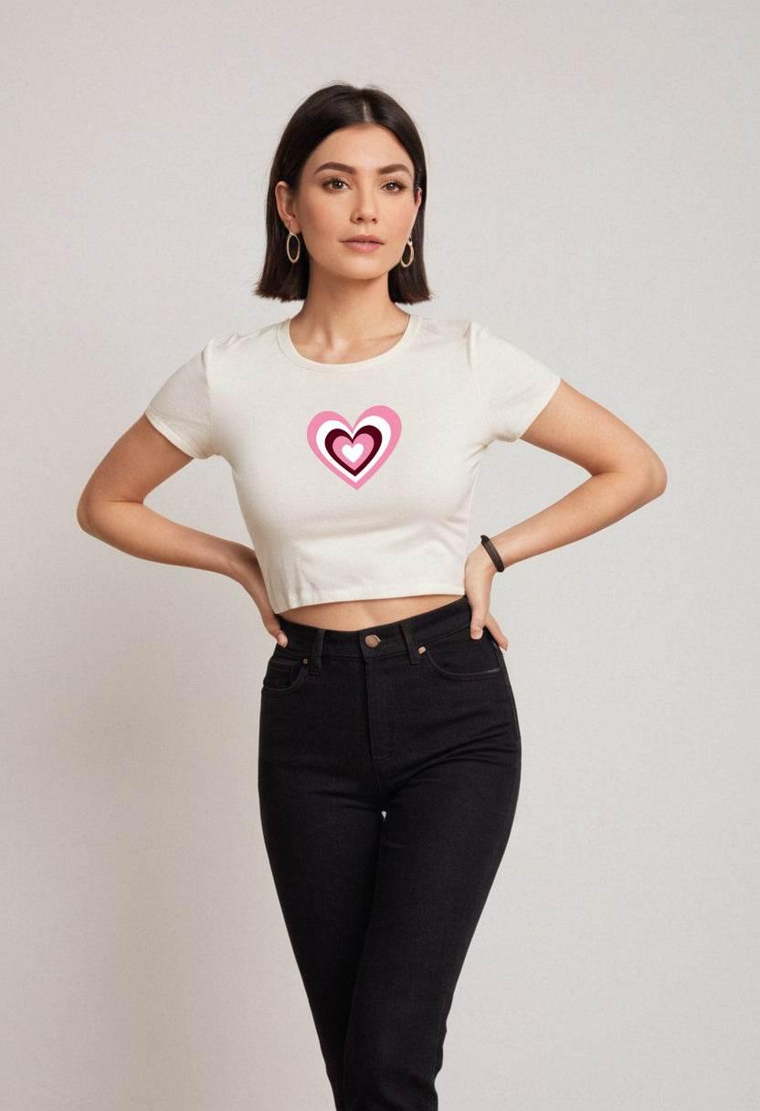 Heart | Women Crop Top | White - Avaiya Store