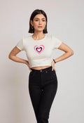 Heart | Women Crop Top | White - Avaiya Store