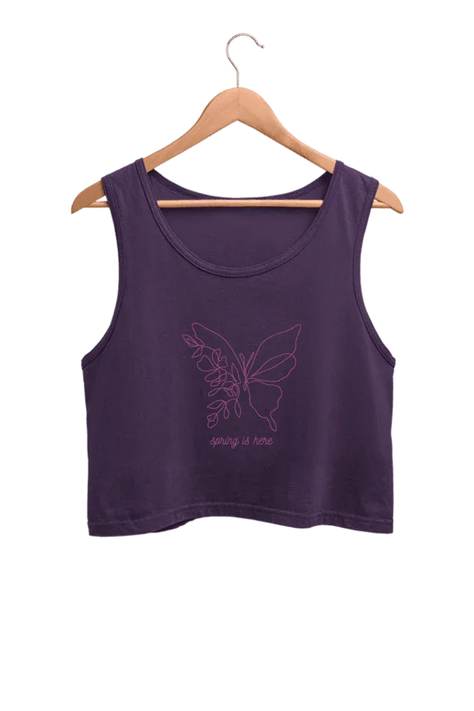 Spring Is Here | Women’s Crop Tank | Purple - Avaiya Clothings
