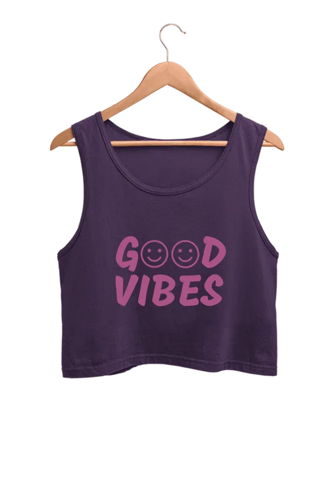 Good Vibes | Women’s Crop Tank | Purple - Avaiya Clothings