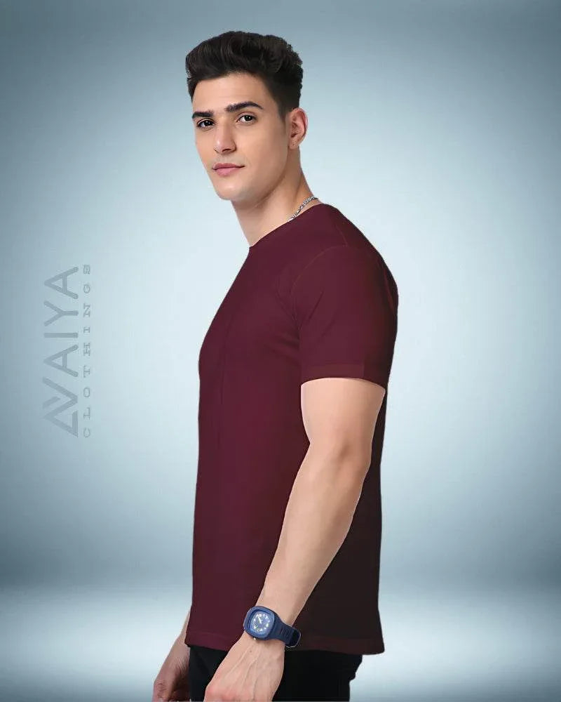 Supima Cotton T-Shirt for Men & Women | Maroon - Avaiya Store