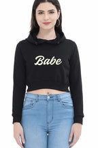 Babe | Women’s Crop Hoodie | Black - Avaiya Clothings