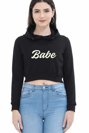 Babe | Women’s Crop Hoodie | Black - Avaiya Store