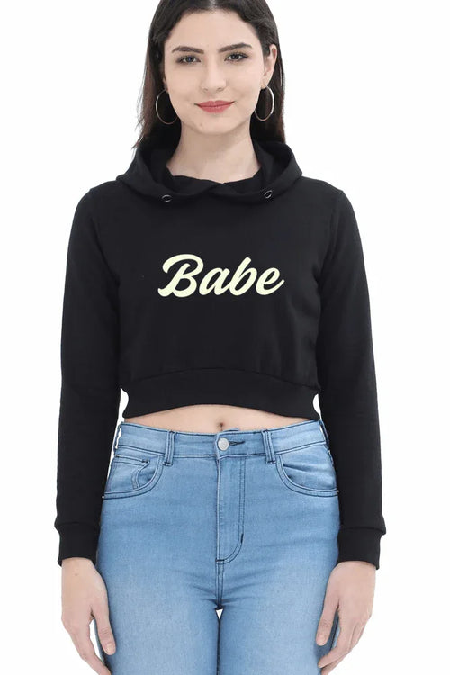Babe | Women’s Crop Hoodie | Black - Avaiya Store