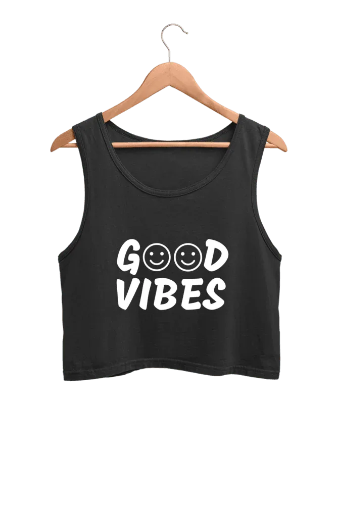 Good Vibes | Women’s Crop Tank | Black - Avaiya Store