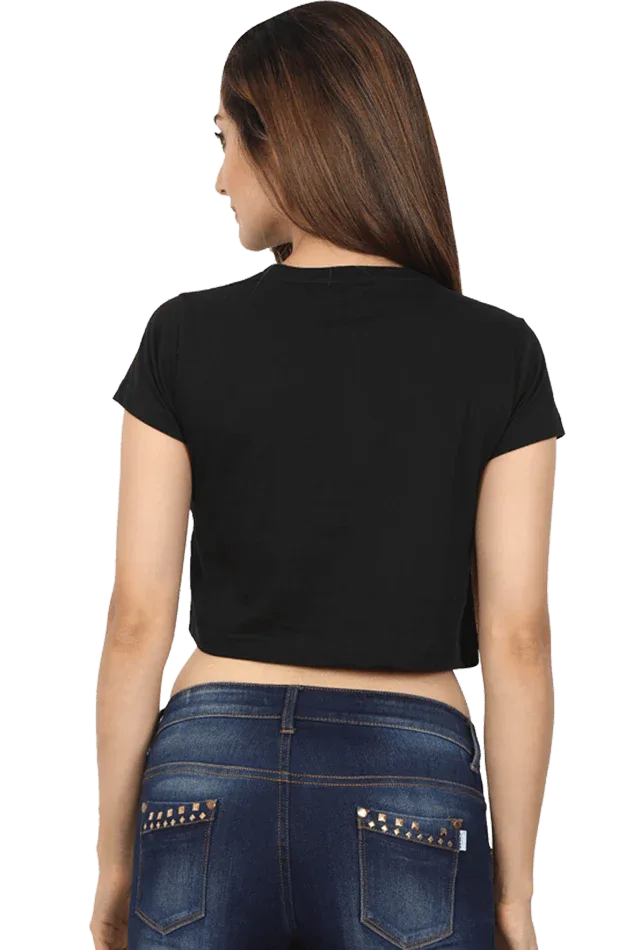 Fowers Heart | Women Crop Top | Black - Avaiya Store