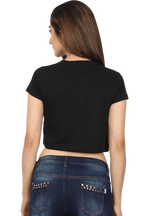 Fowers Heart | Women Crop Top | Black - Avaiya Store