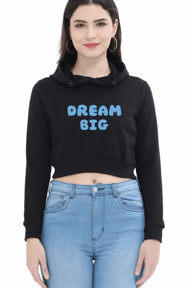 Dream Big | Women’s Crop Hoodie | Black - Avaiya Store