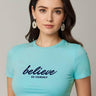 Believe | Women Crop Top | SkyBlue - Avaiya Store