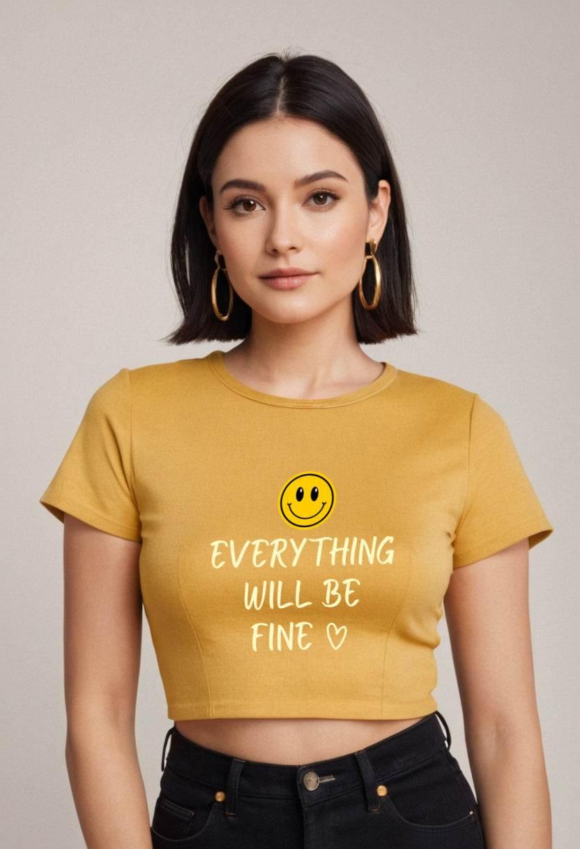 Everything Will Be Fine | Women Crop Top | Golden Yellow - Avaiya Store