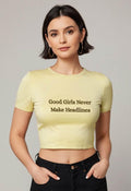 Good Girl | Women Crop Top | Beige - Avaiya Store
