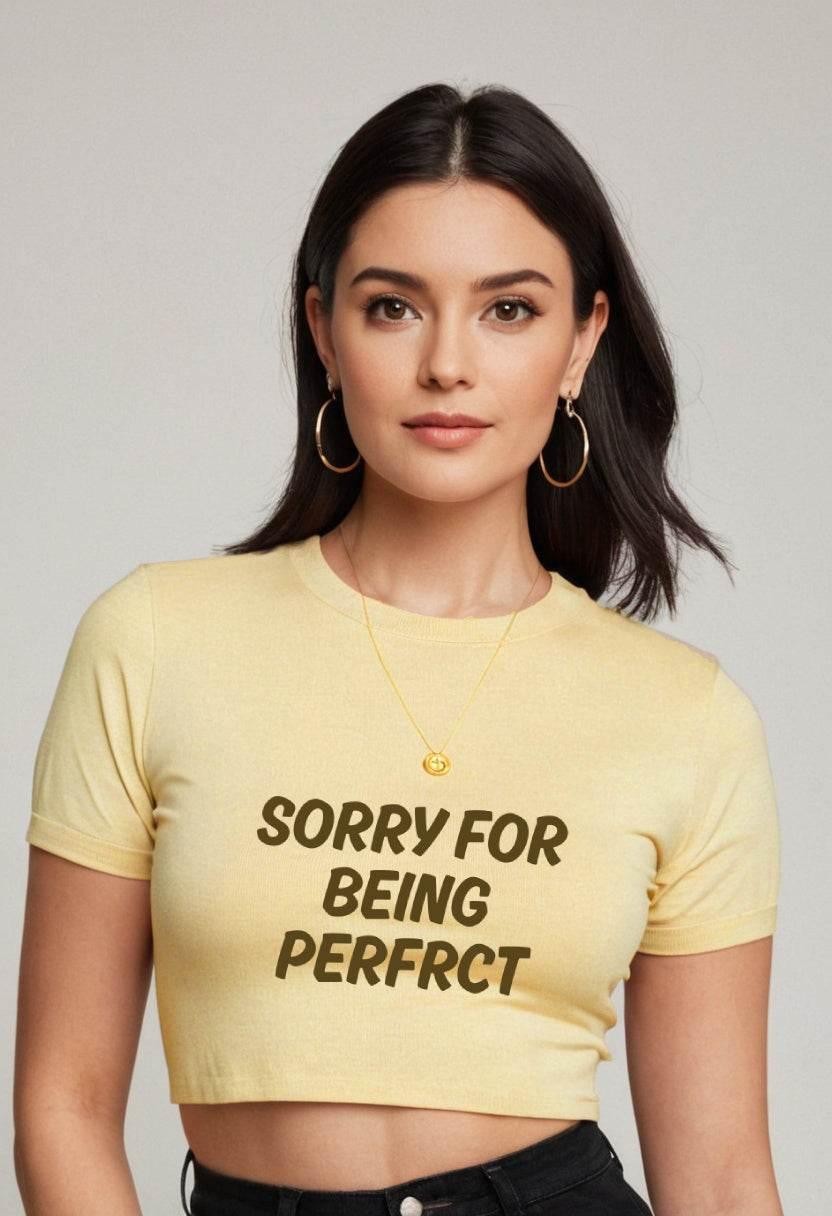Sorry For | Women Crop Top | Beige - Avaiya Store
