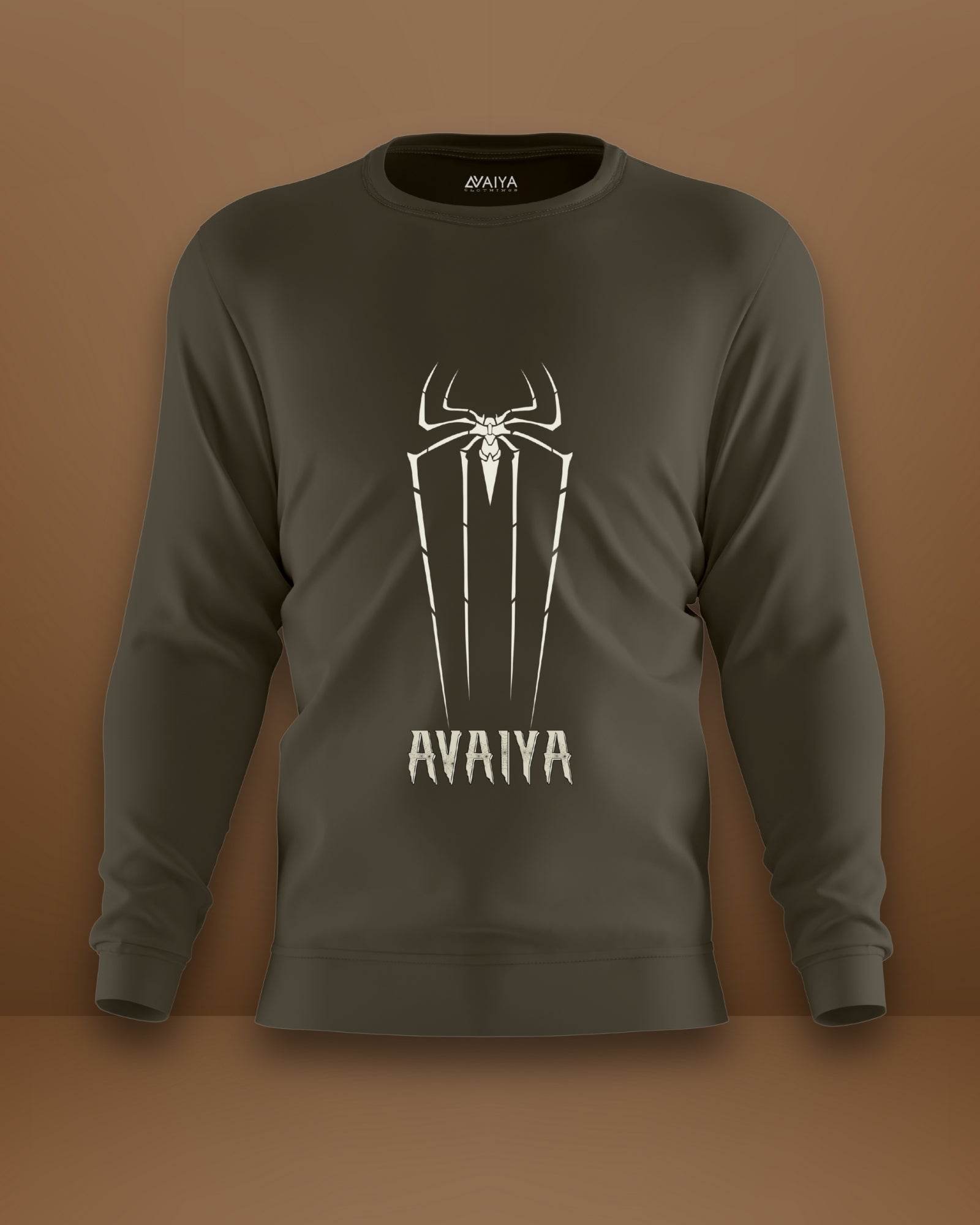 Spider Avaiya Sweatshirt | Unisex | Olive Green - Avaiya Clothings