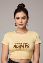 When In Doubt | Women Crop Top | Beige - Avaiya Store