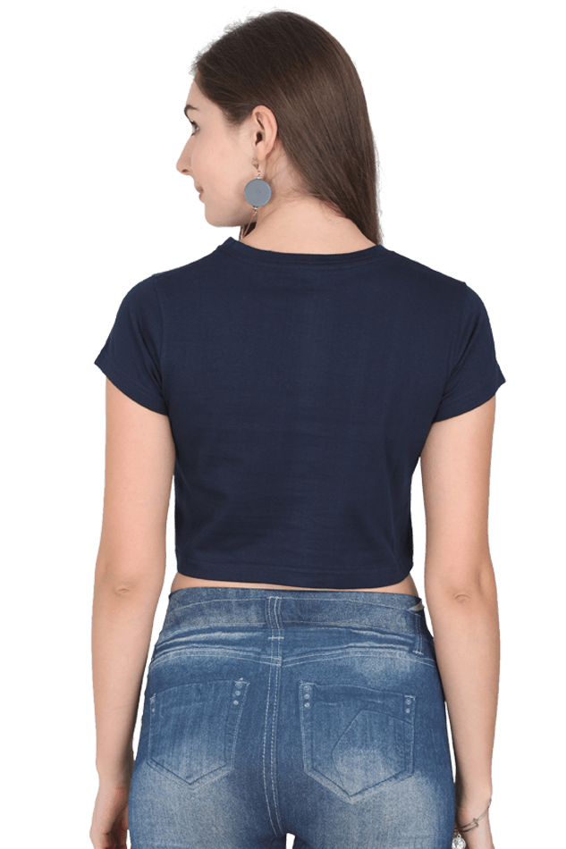 Karma Is My Boyfriend | Women Crop Top | Navi Blue - Avaiya Clothings
