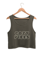 Cozy Vibes | Women’s Crop Tank | Olive Green - Avaiya Store