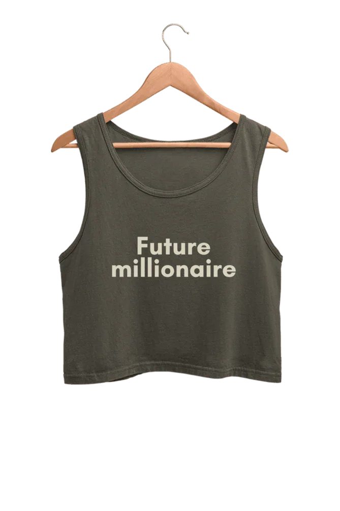 Future Millionaire | Women’s Crop Tank | Olive Green - Avaiya Store