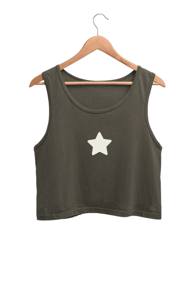 Star | Women’s Crop Tank | Olive Green - Avaiya Store