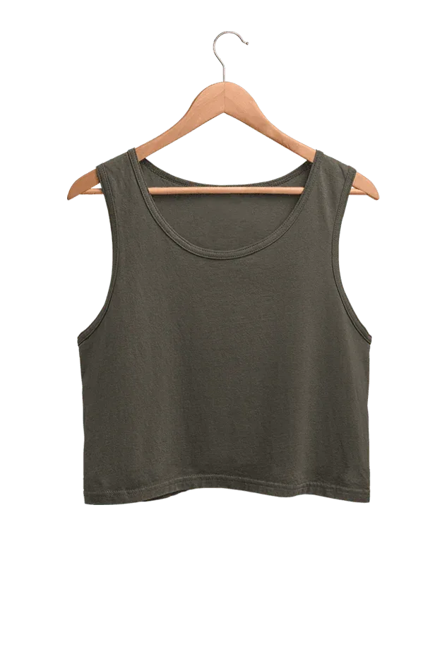 Women's Plain Crop Tank | Olive Green - Avaiya Clothings