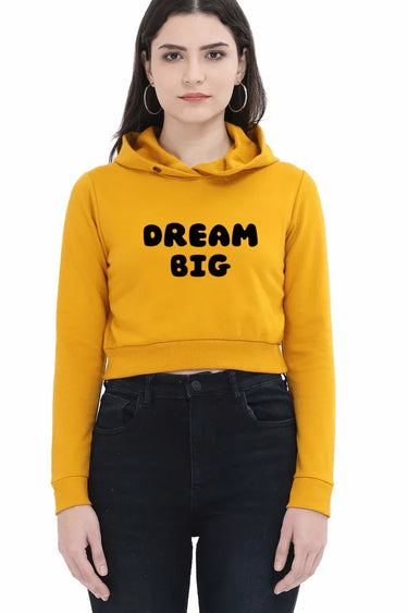 Dream Big | Women’s Crop Hoodie | Mustard Yellow - Avaiya Store