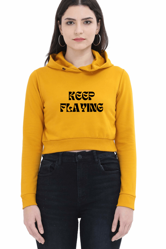 Keep Flying | Women’s Crop Hoodie | Mustard Yellow - Avaiya Clothings