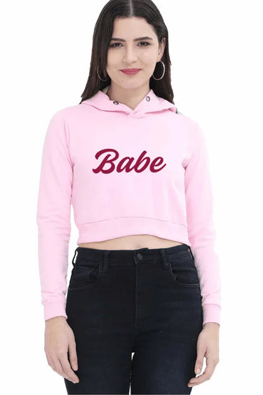 Babe | Women’s Crop Hoodie | Light Baby Pink - Avaiya Store