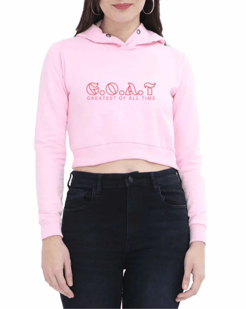G.O.A.T. | Women’s Crop Hoodie | Light Baby Pink - Avaiya Store