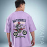Motocross Retro Rebel Oversized T-Shirt | Lavender | Premium Quality by AvaiYa | Unisex - Avaiya Store