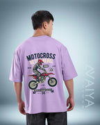 Motocross Retro Rebel Oversized T-Shirt | Lavender | Premium Quality by AvaiYa | Unisex - Avaiya Store
