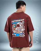 Astronaut Crunch Oversized T-Shirt | Maroon | Premium Quality by AvaiYa | Unisex - Avaiya Store
