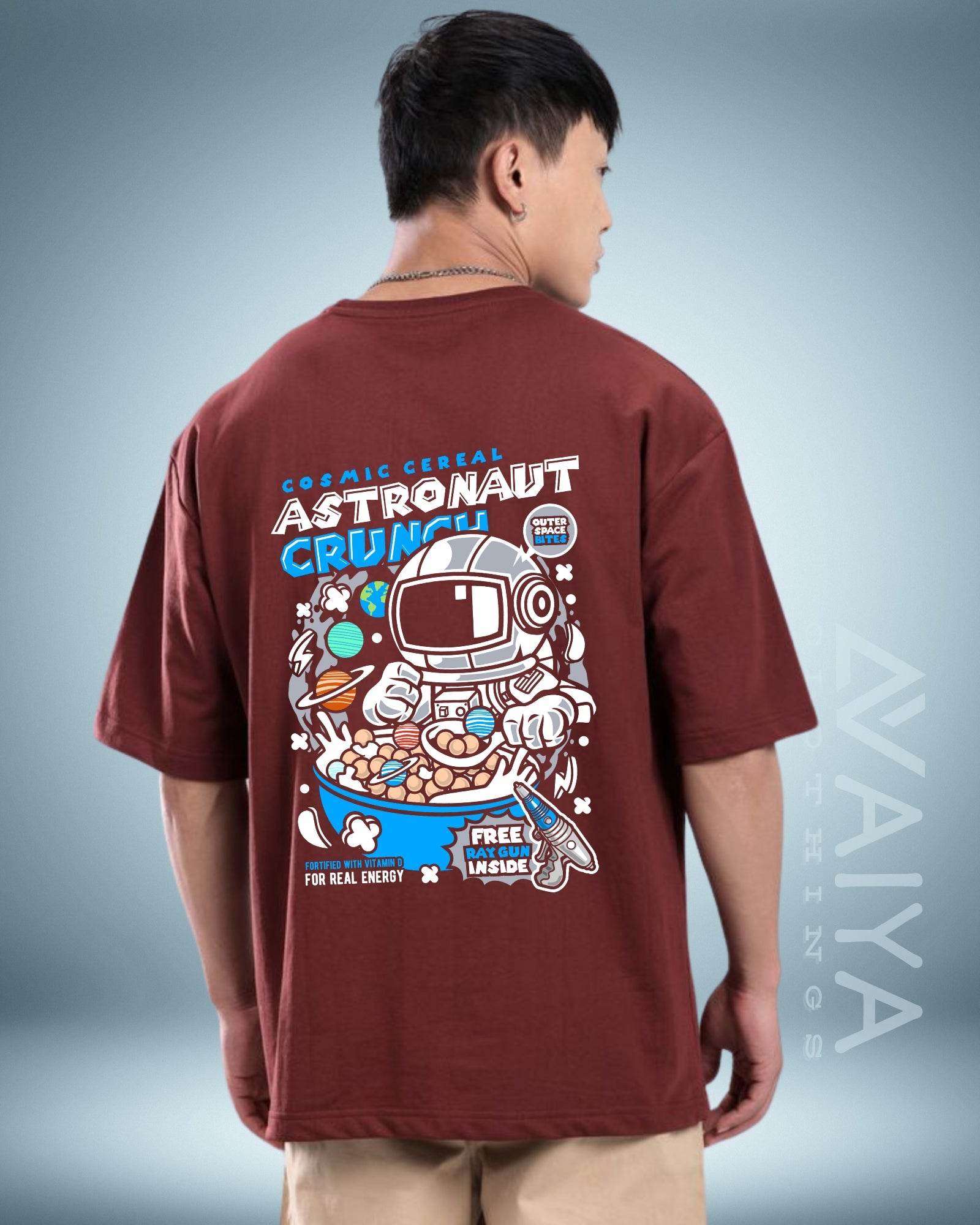Astronaut Crunch Oversized T-Shirt | Maroon | Premium Quality by AvaiYa | Unisex - Avaiya Clothings