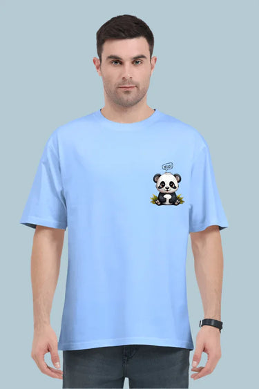 Panda Oversized T-Shirt | Baby Blue | Premium Quality by AvaiYa - Avaiya Store