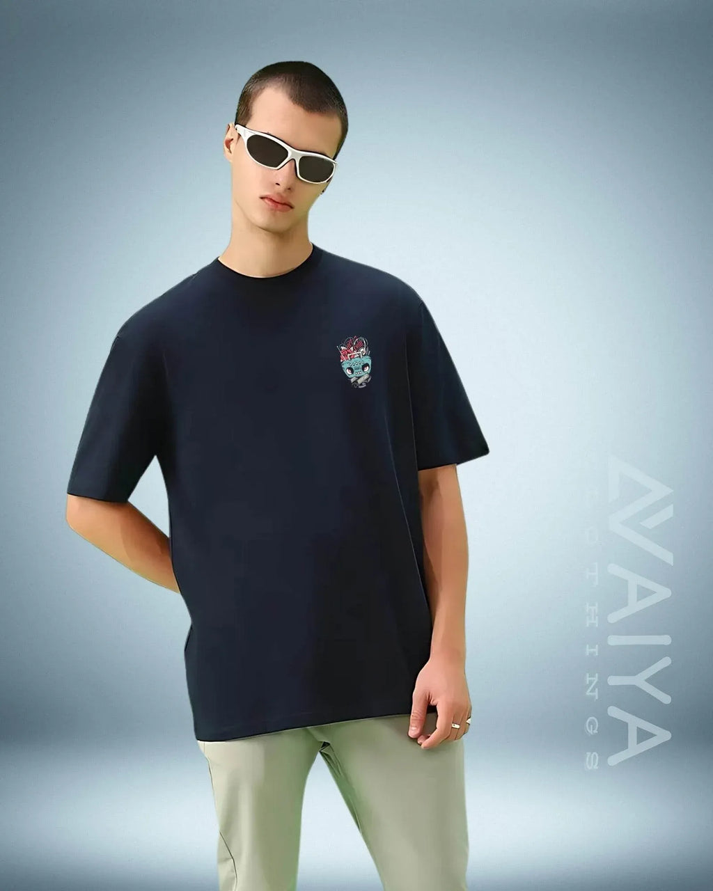 Not Only For music Oversized T-Shirt | Navy Blue | Premium Quality by AvaiYa - Avaiya Store