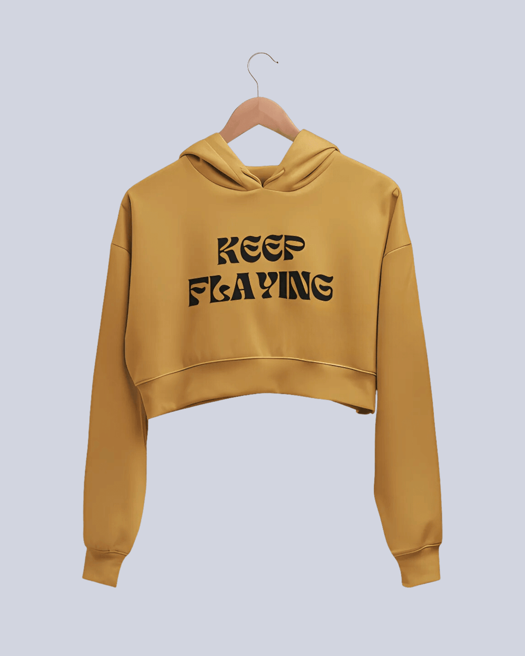 Keep Flying | Women’s Crop Hoodie | Mustard Yellow - Avaiya Clothings