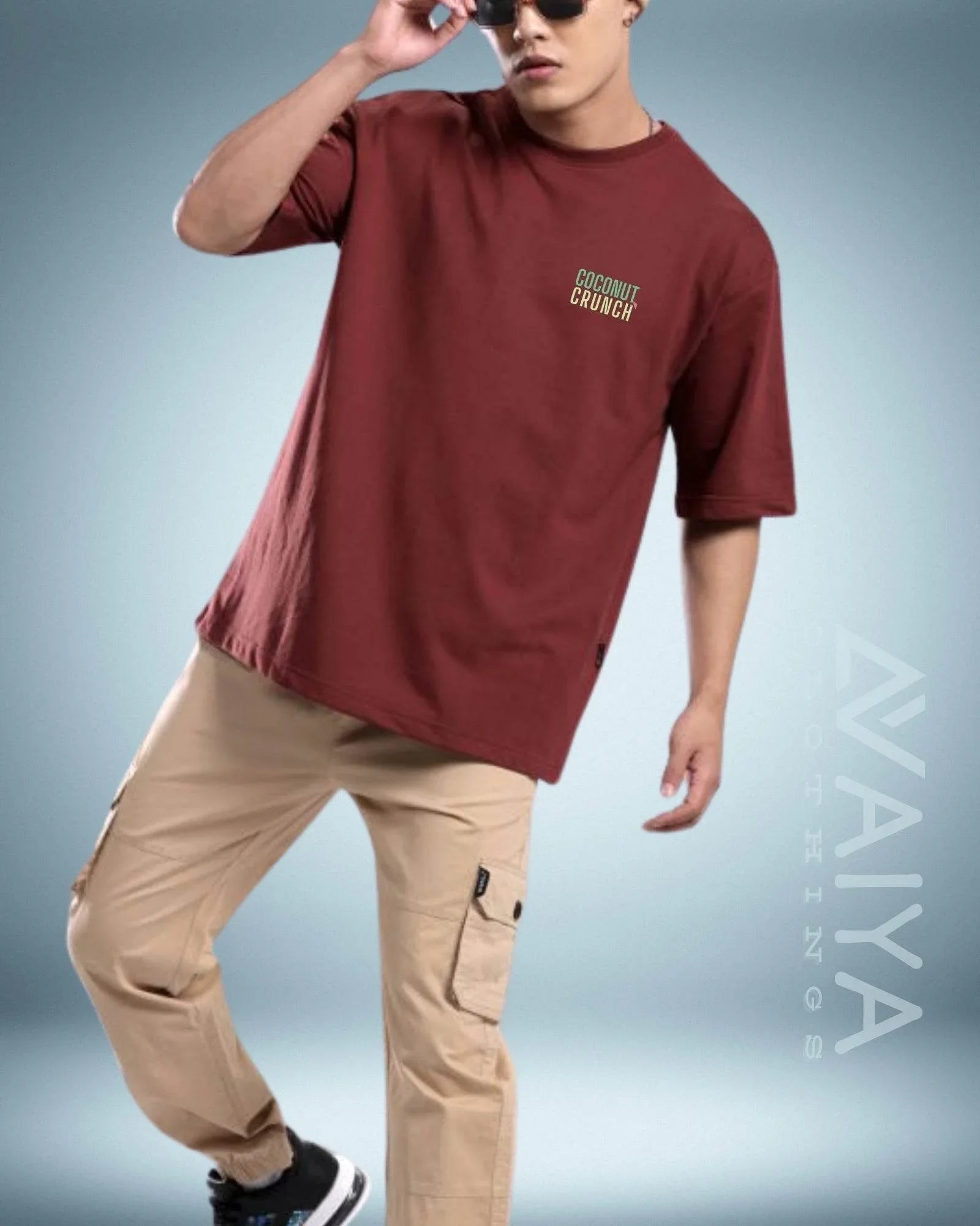 Coconut Crunch Oversized T-Shirt | Maroon | Premium Quality by AvaiYa | Unisex - Avaiya Store