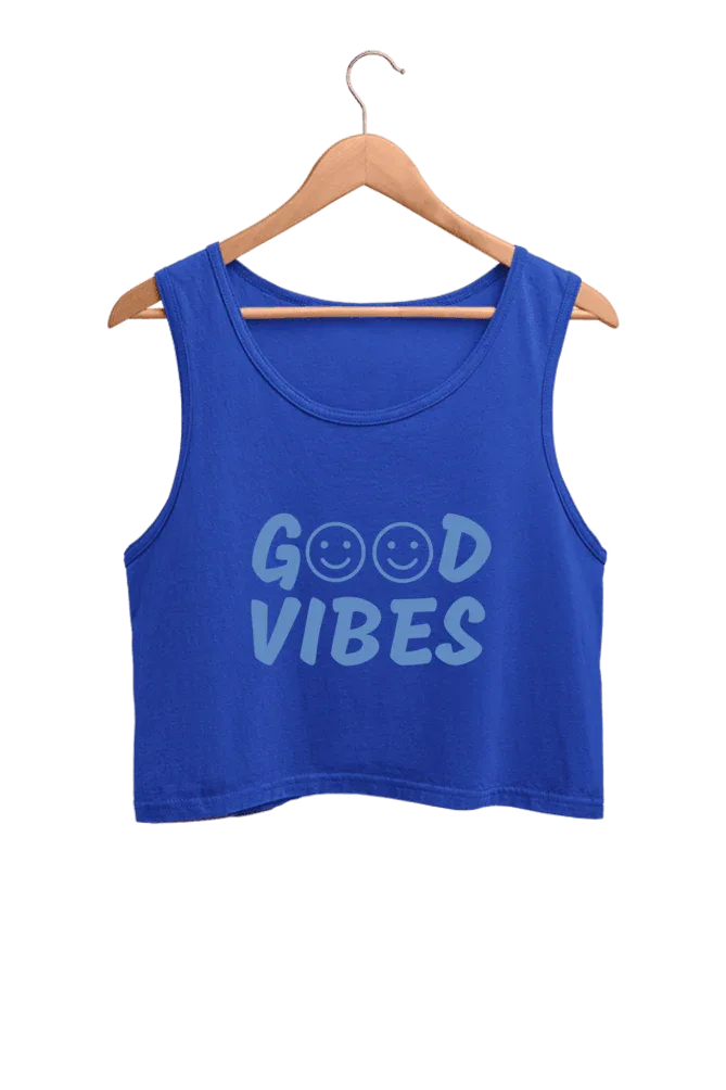 Good Vibes | Women’s Crop Tank | Royal Blue - Avaiya Store