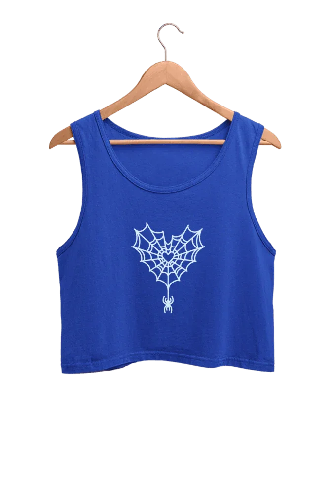 Heart Spider Web | Women’s Crop Tank | Royal Blue - Avaiya Store