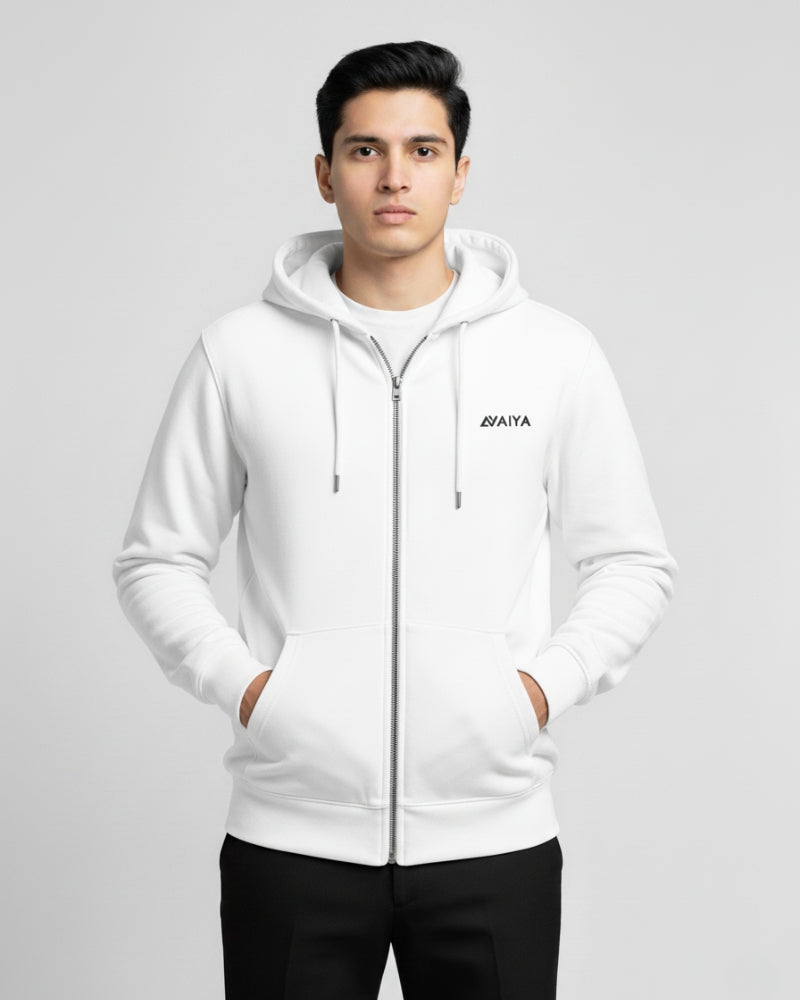 Zipper Hooded Jacket | White | For Man & Woman
