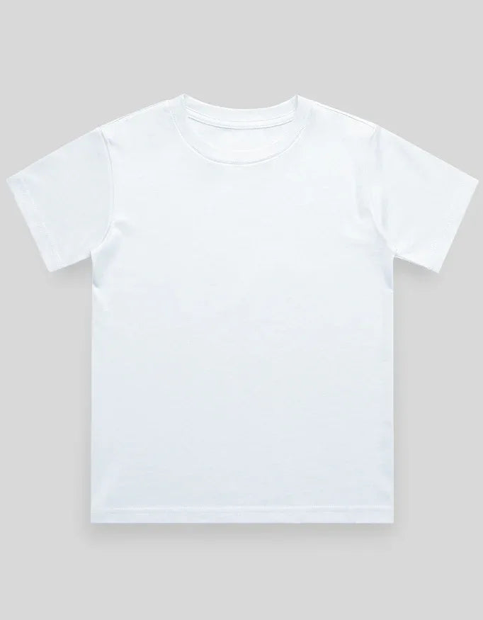 Crew Neck T-Shirt | 5-13 Yrs | For Both Girls & Boys | White - Avaiya Store